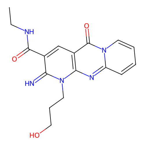 N-ethyl-7-(3-hydroxypropyl)-6-imino-2-oxo-1,7,9-triazatricyclo[8.4.0.0^{3,8}]tetradeca-3(8),4,9,11,13-pentaene-5-carboxamide structure