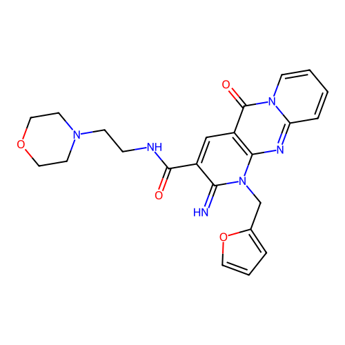 1-(2-furylmethyl)-2-imino-N-(2-morpholin-4-ylethyl)-5-oxo-1,5-dihydro-2H-dipyrido[1,2-a:2',3'-d]pyrimidine-3-carboxamide structure