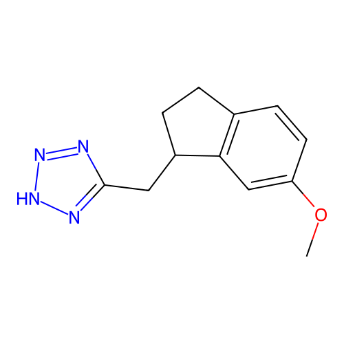 1H-Tetrazole, 5-((2,3-dihydro-6-methoxy-1H-inden-1-yl)methyl)- structure