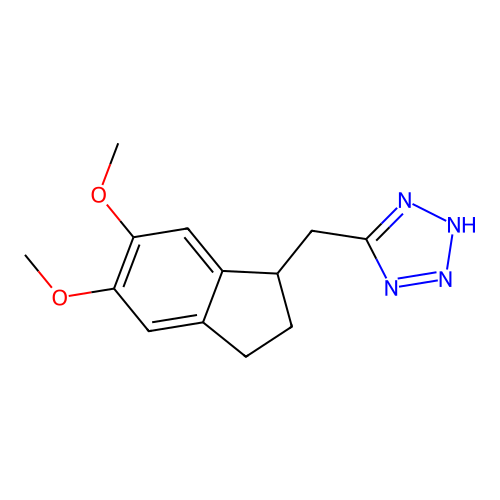 1H-Tetrazole, 5-((2,3-dihydro-5,6-dimethoxy-1H-inden-1-yl)methyl)- structure