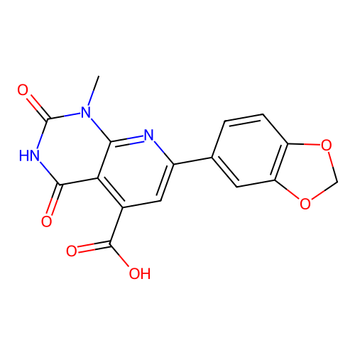 7-(2H-1,3-benzodioxol-5-yl)-1-methyl-2,4-dioxo-1H,2H,3H,4H-pyrido[2,3-d]pyrimidine-5-carboxylic acid structure