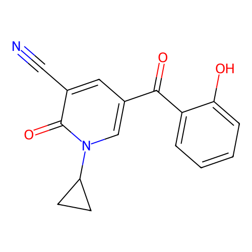 1-Cyclopropyl-5-(2-hydroxybenzoyl)-2-oxo-1,2-dihydropyridine-3-carbonitrile structure