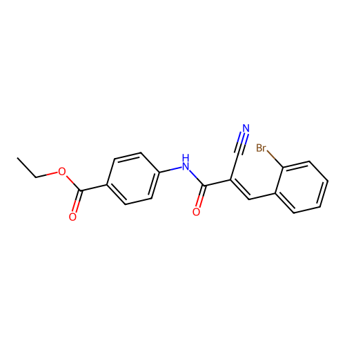 Ethyl 4-[3-(2-bromophenyl)-2-cyanoprop-2-enamido]benzoate structure