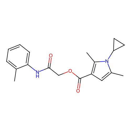 [2-(2-Methylanilino)-2-oxoethyl] 1-cyclopropyl-2,5-dimethylpyrrole-3-carboxylate structure