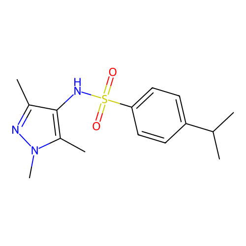 4-(propan-2-yl)-N-(1,3,5-trimethyl-1H-pyrazol-4-yl)benzene-1-sulfonamide structure