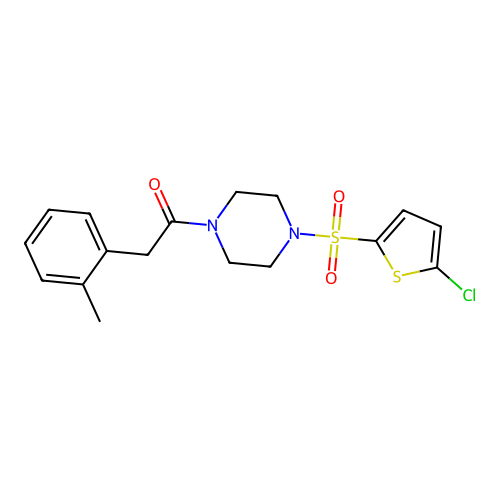 1-[4-(5-Chlorothiophen-2-yl)sulfonylpiperazin-1-yl]-2-(2-methylphenyl)ethanone structure