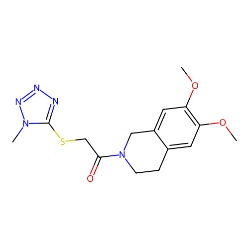 1-(6,7-dimethoxy-3,4-dihydro-1H-isoquinolin-2-yl)-2-(1-methyltetrazol-5-yl)sulfanylethanone structure