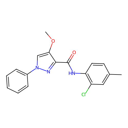 N-(2-chloro-4-methylphenyl)-4-methoxy-1-phenylpyrazole-3-carboxamide structure