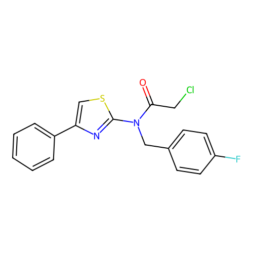 2-chloro-N-[(4-fluorophenyl)methyl]-N-(4-phenyl-1,3-thiazol-2-yl)acetamide structure