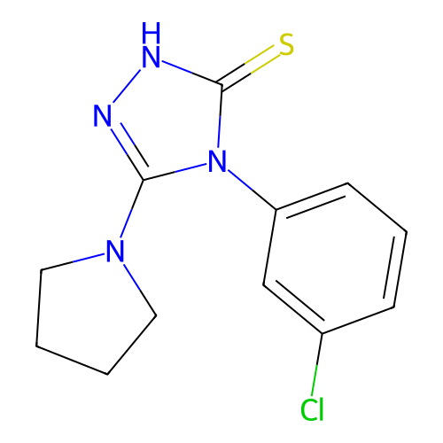 4-(3-chlorophenyl)-5-(pyrrolidin-1-yl)-4H-1,2,4-triazole-3-thiol structure