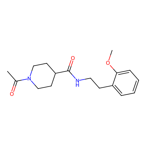 1-acetyl-N-[2-(2-methoxyphenyl)ethyl]piperidine-4-carboxamide structure