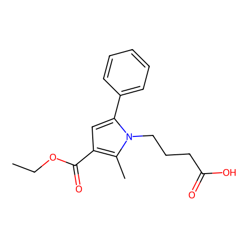 4-[3-(ethoxycarbonyl)-2-methyl-5-phenyl-1H-pyrrol-1-yl]butanoic acid structure