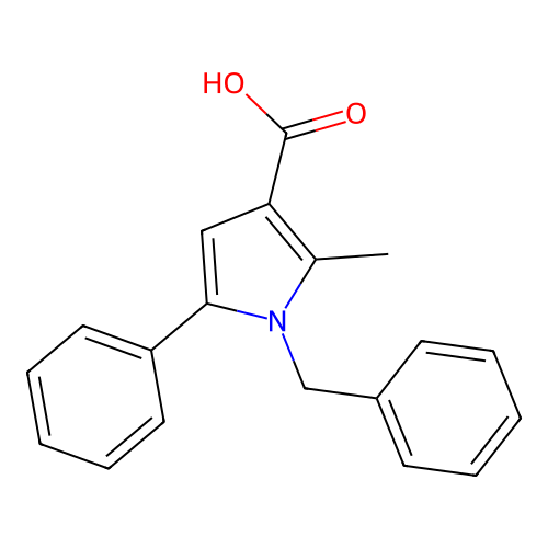 1-benzyl-2-methyl-5-phenyl-1H-pyrrole-3-carboxylic acid structure