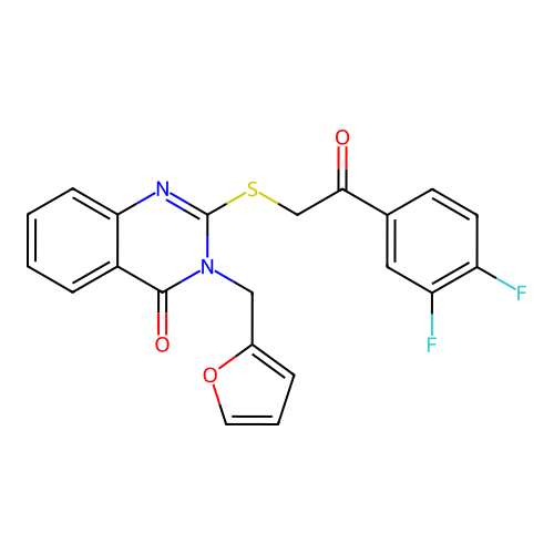 2-{[2-(3,4-difluorophenyl)-2-oxoethyl]sulfanyl}-3-[(furan-2-yl)methyl]-3,4-dihydroquinazolin-4-one structure