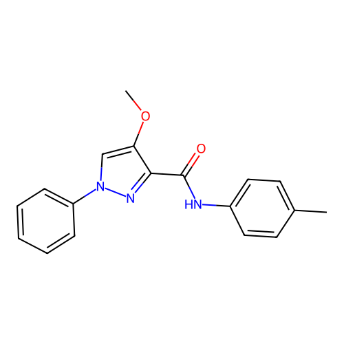 4-methoxy-N-(4-methylphenyl)-1-phenylpyrazole-3-carboxamide structure