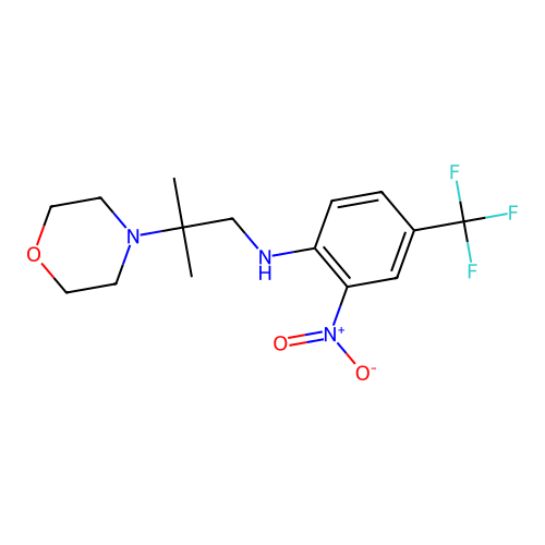N-(2-methyl-2-morpholin-4-ylpropyl)-2-nitro-4-(trifluoromethyl)aniline structure