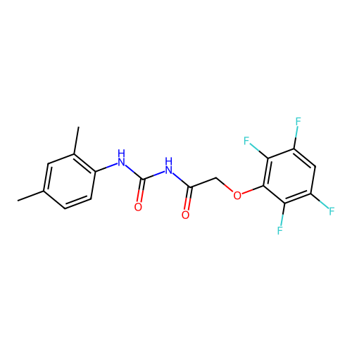 N-[(2,4-dimethylphenyl)carbamoyl]-2-(2,3,5,6-tetrafluorophenoxy)acetamide structure