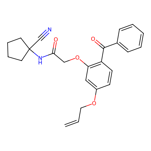 2-[2-benzoyl-5-(prop-2-en-1-yloxy)phenoxy]-N-(1-cyanocyclopentyl)acetamide structure