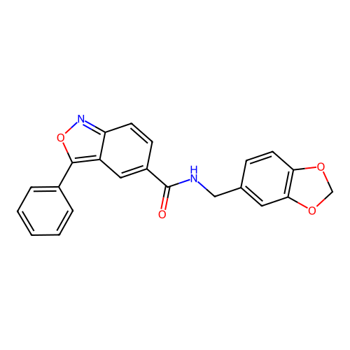 N-(1,3-benzodioxol-5-ylmethyl)-3-phenyl-2,1-benzoxazole-5-carboxamide structure