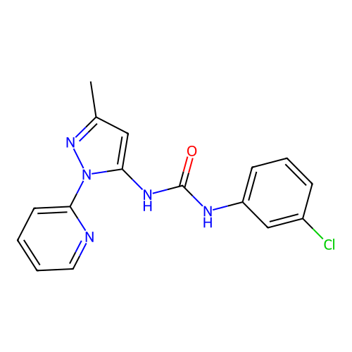 1-(3-Chlorophenyl)-3-(5-methyl-2-pyridin-2-ylpyrazol-3-yl)urea structure