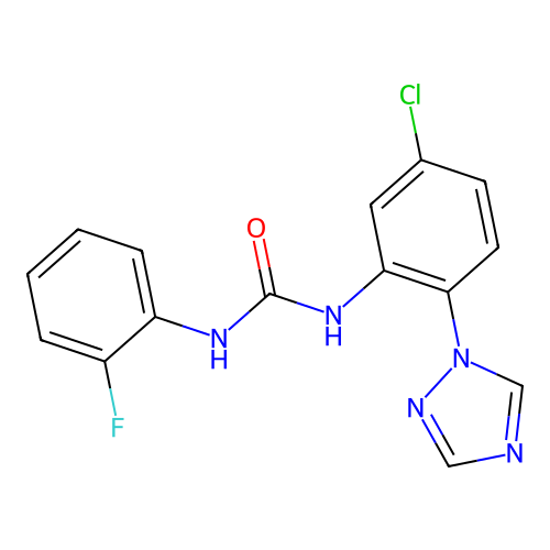 1-[5-Chloro-2-(1,2,4-triazol-1-yl)phenyl]-3-(2-fluorophenyl)urea structure