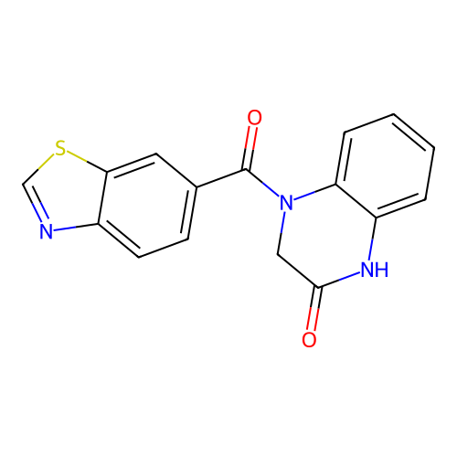 4-(benzo[d]thiazole-6-carbonyl)-3,4-dihydroquinoxalin-2(1H)-one structure