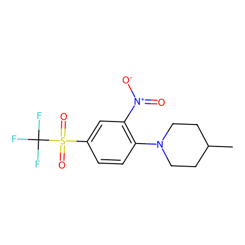 4-Methyl-1-{2-nitro-4-[(trifluoromethyl)sulfonyl]phenyl}piperidine structure