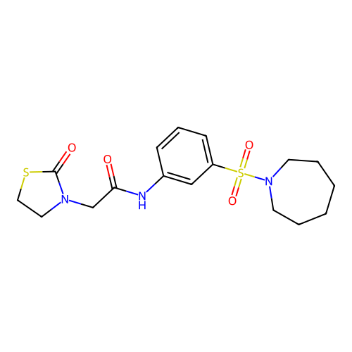 N-[3-[(Hexahydro-1H-azepin-1-yl)sulfonyl]phenyl]-2-oxo-3-thiazolidineacetamide structure