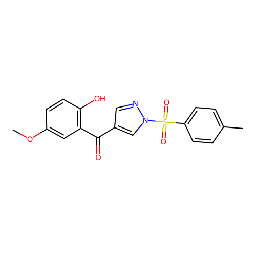 4-methoxy-2-[1-(4-methylbenzenesulfonyl)-1H-pyrazole-4-carbonyl]phenol structure