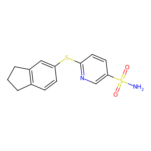 6-((2,3-Dihydro-1H-inden-5-yl)thio)pyridine-3-sulfonamide structure