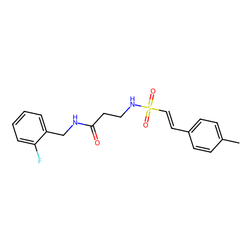 N-[(2-fluorophenyl)methyl]-3-[[(E)-2-(4-methylphenyl)ethenyl]sulfonylamino]propanamide structure