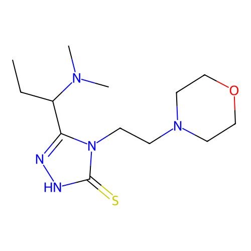 5-[1-(dimethylamino)propyl]-4-[2-(morpholin-4-yl)ethyl]-4H-1,2,4-triazole-3-thiol structure
