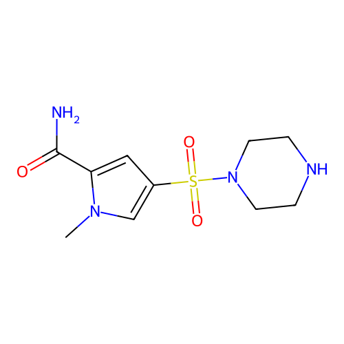 1-methyl-4-(piperazine-1-sulfonyl)-1H-pyrrole-2-carboxamide structure