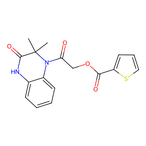 [2-(2,2-dimethyl-3-oxo-4H-quinoxalin-1-yl)-2-oxoethyl] thiophene-2-carboxylate structure