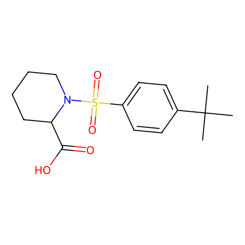 1-[[4-(1,1-Dimethylethyl)phenyl]sulfonyl]-2-piperidinecarboxylic acid structure