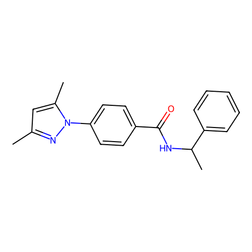 4-(3,5-dimethylpyrazol-1-yl)-N-(1-phenylethyl)benzamide structure
