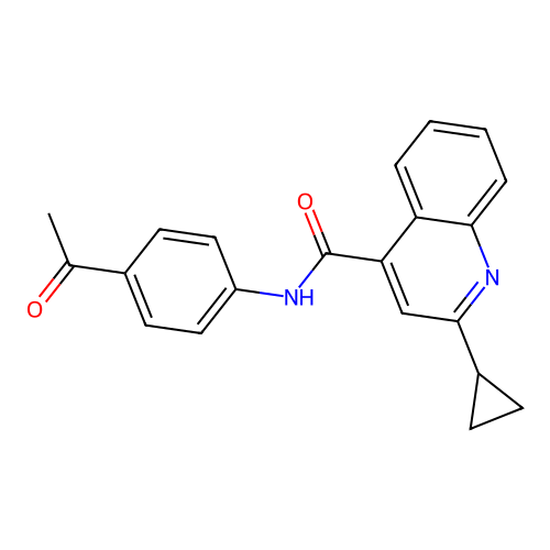 N-(4-acetylphenyl)-2-cyclopropylquinoline-4-carboxamide structure