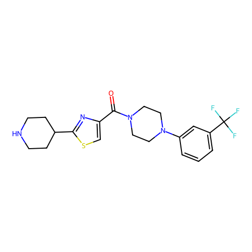 (2-piperidin-4-yl-1,3-thiazol-4-yl)-[4-[3-(trifluoromethyl)phenyl]piperazin-1-yl]methanone structure