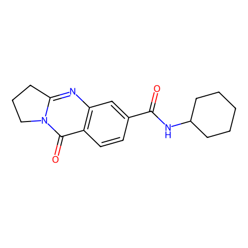 N-cyclohexyl-9-oxo-1,2,3,9-tetrahydropyrrolo[2,1-b]quinazoline-6-carboxamide structure