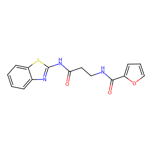 N-[3-(1,3-benzothiazol-2-ylamino)-3-oxopropyl]furan-2-carboxamide structure