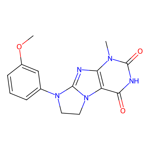 8-(3-Methoxyphenyl)-1-methyl-1,3,5-trihydroimidazolidino[1,2-h]purine-2,4-dion e structure