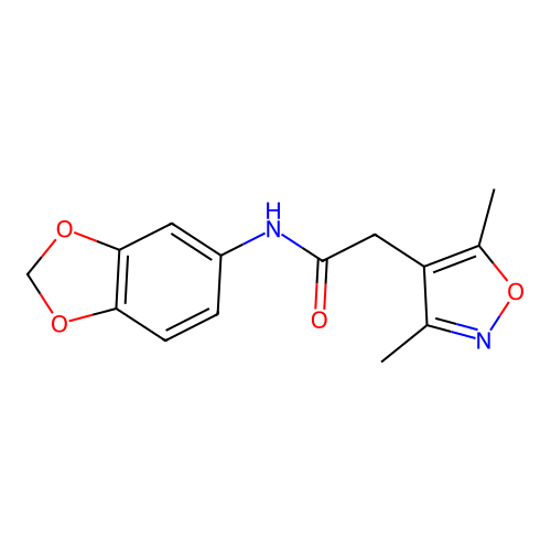 N-(benzo[d][1,3]dioxol-5-yl)-2-(3,5-dimethylisoxazol-4-yl)acetamide structure