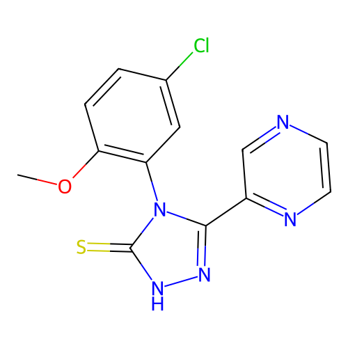4-(5-chloro-2-methoxyphenyl)-5-(pyrazin-2-yl)-4H-1,2,4-triazole-3-thiol structure