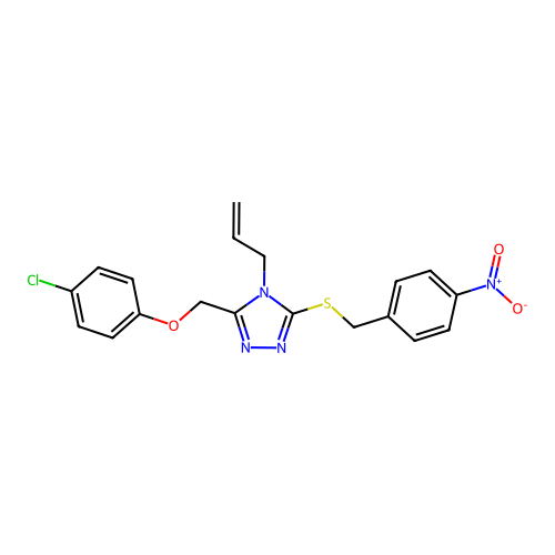 4-allyl-3-((4-chlorophenoxy)methyl)-5-((4-nitrobenzyl)thio)-4H-1,2,4-triazole structure