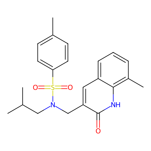 N-((2-hydroxy-8-methylquinolin-3-yl)methyl)-N-isobutyl-4-methylbenzenesulfonamide structure