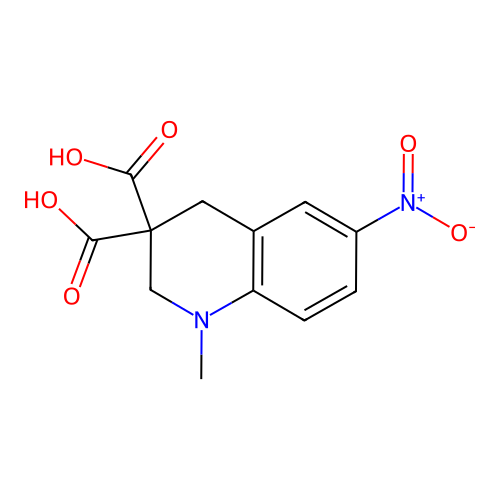 1-methyl-6-nitro-1,4-dihydroquinoline-3,3(2H)-dicarboxylic acid structure