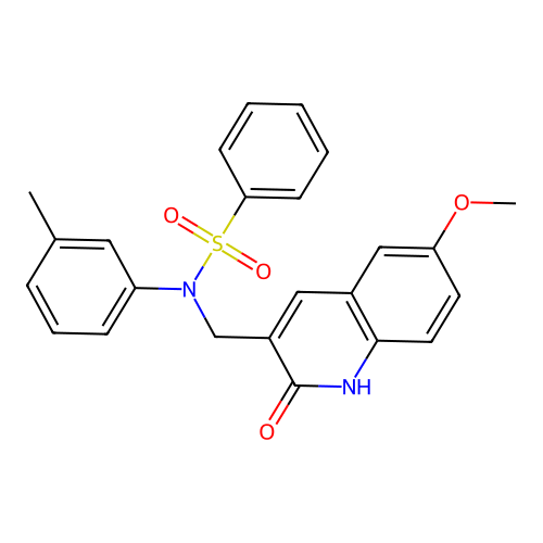 N-((2-hydroxy-6-methoxyquinolin-3-yl)methyl)-N-(m-tolyl)benzenesulfonamide structure