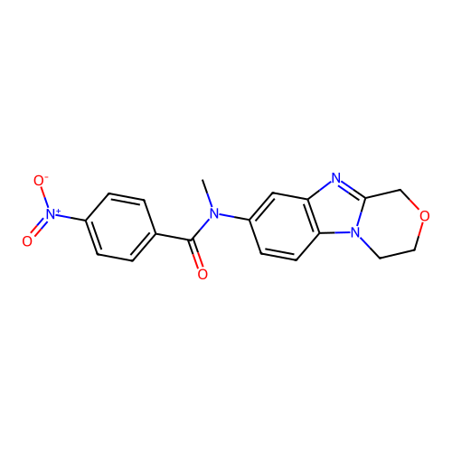 N-(3,4-dihydro-1H-[1,4]oxazino[4,3-a]benzimidazol-8-yl)-N-methyl-4-nitrobenzamide structure