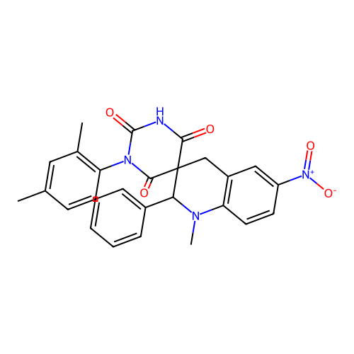 1-(2,4-dimethylphenyl)-1'-methyl-6'-nitro-2'-phenyl-2',4'-dihydro-1H,1'H-spiro[pyrimidine-5,3'-quinoline]-2,4,6(3H)-trione structure