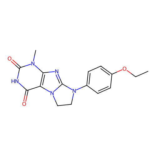 8-(4-Ethoxyphenyl)-1-methyl-1,3,5-trihydroimidazolidino[1,2-h]purine-2,4-dione structure